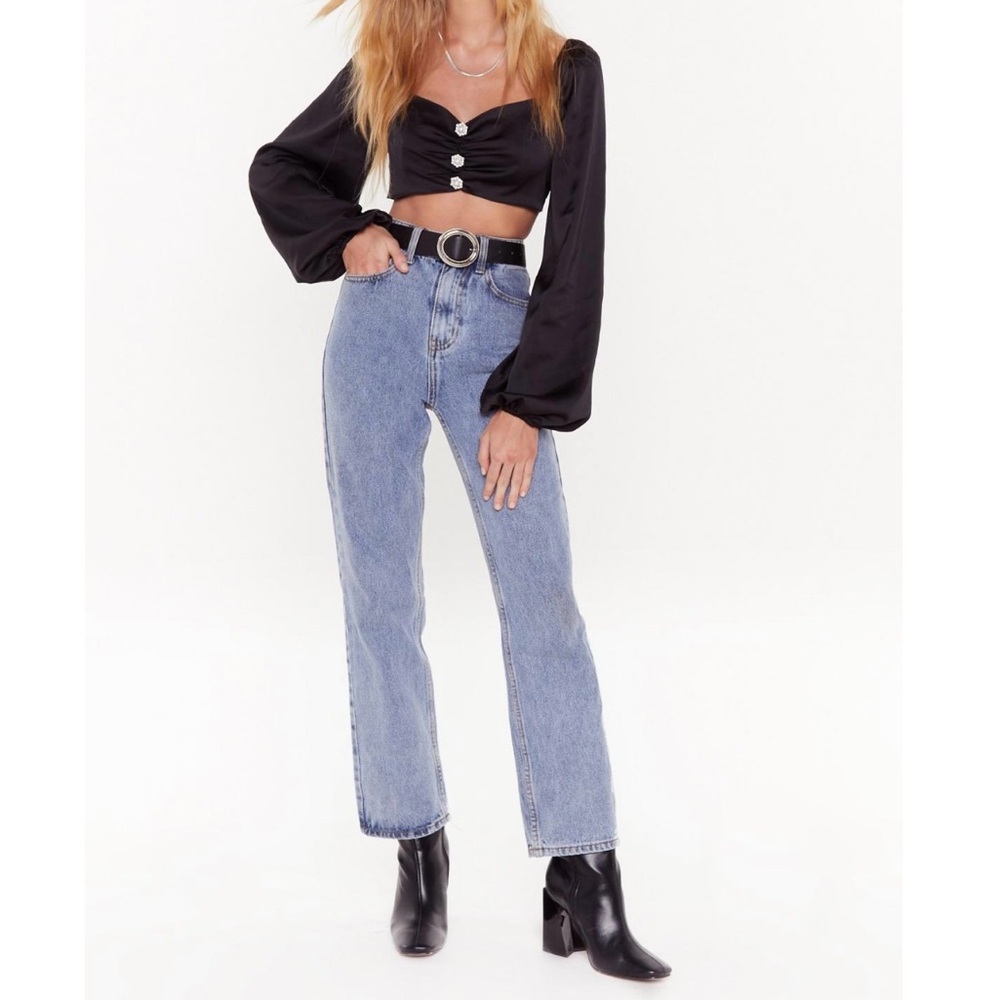 NWT Nasty Gal Pearl Not The One Satin Cropped Blouse